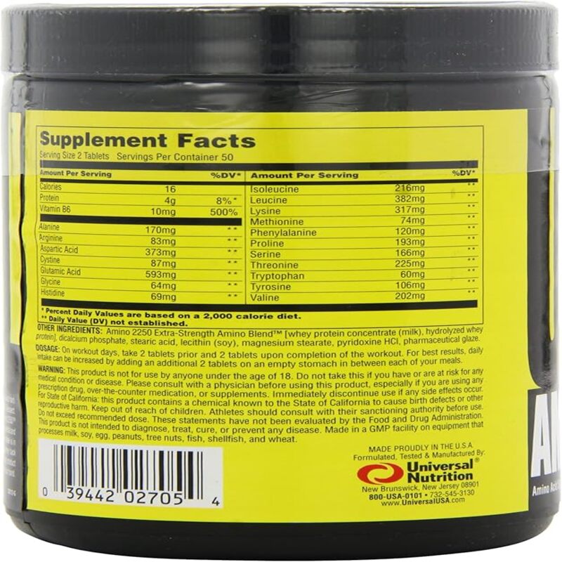 Universal Nutrition Amino 2250 - 100 Tablets  Best Price in UAE , Dubai, Abu Dhabi, Ajman 